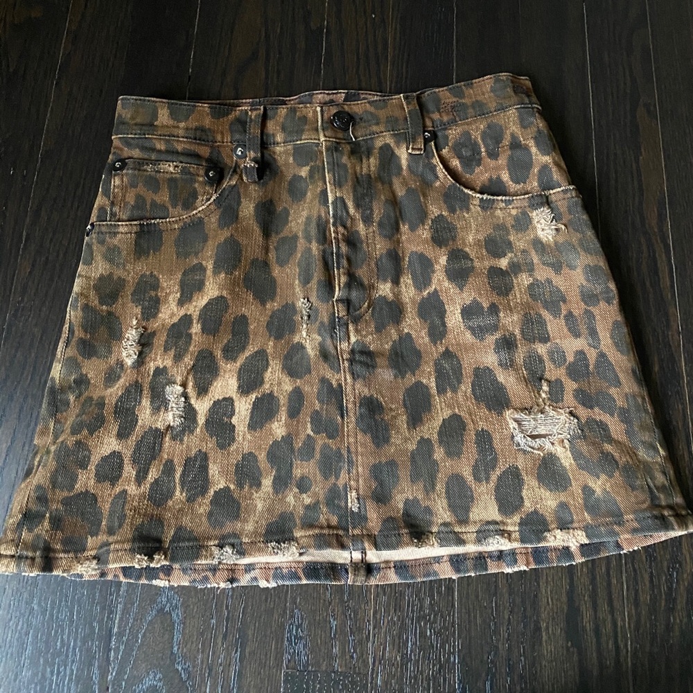 Leopard Jean Skirt